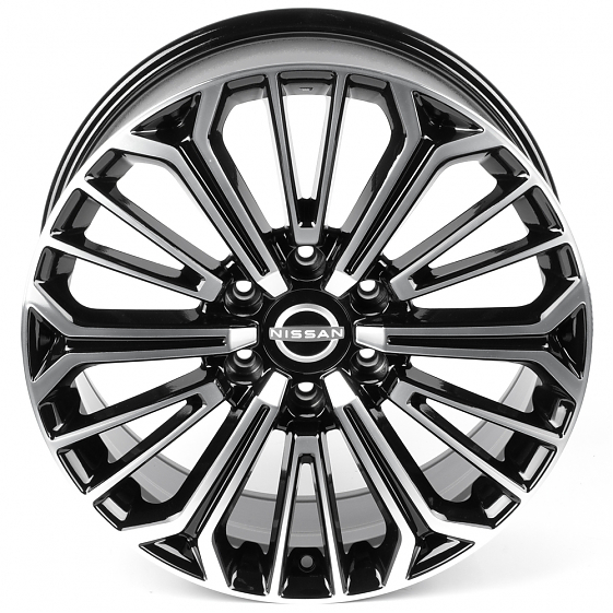 Литые диски 82576 Nissan H3296F 20 J8.5 ET45 6x139.7 78.1 чёрный + полированные спицы: Фото 3