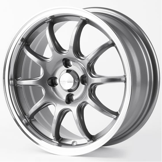 Литые диски 81430 Work 12243-FG412 15 J6.5 ET35 4x100 73.1 графит глянцевый + полированный обод: Фото 5