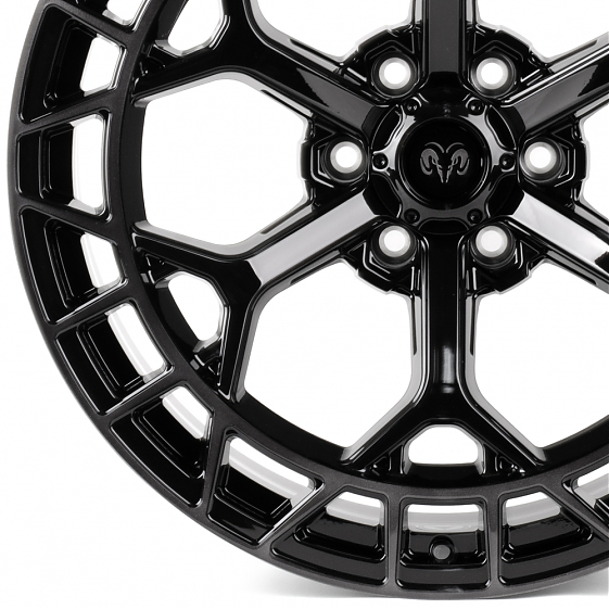 Кованые диски H240531A SKILL SD543 22 J10 ET0 6x139.7 77.8 чёрный глянцевый + полированные спицы + т: Фото 2