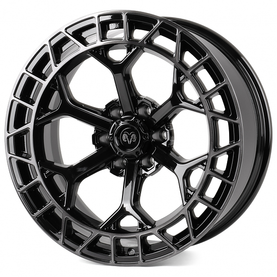 Кованые диски H240531A SKILL SD543 22 J10 ET0 6x139.7 77.8 чёрный глянцевый + полированные спицы + т: Фото 4