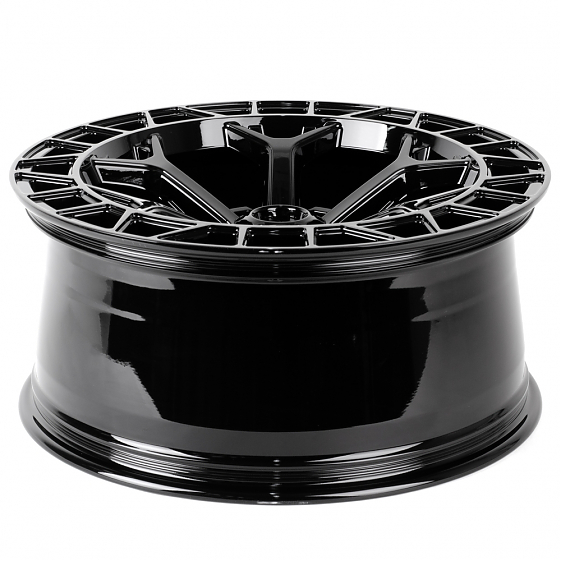 Кованые диски H240531A SKILL SD543 22 J10 ET0 6x139.7 77.8 чёрный глянцевый + полированные спицы + т: Фото 7