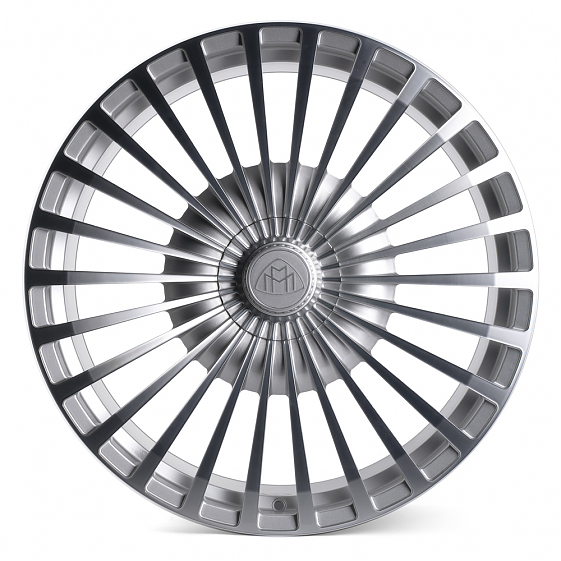 Кованые диски H230913BF SL172 22 J9.5 ET47 5x112 66.6 серебро + полированные спицы: Фото 1