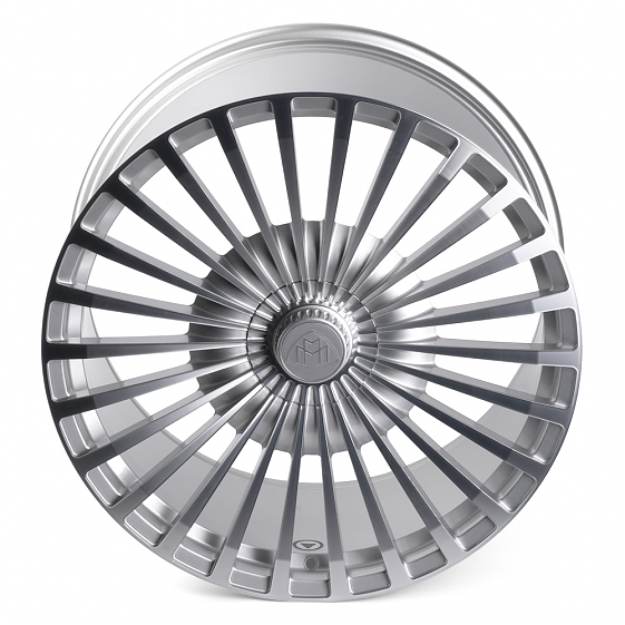 Кованые диски H230913BF SL172 22 J9.5 ET47 5x112 66.6 серебро + полированные спицы: Фото 2