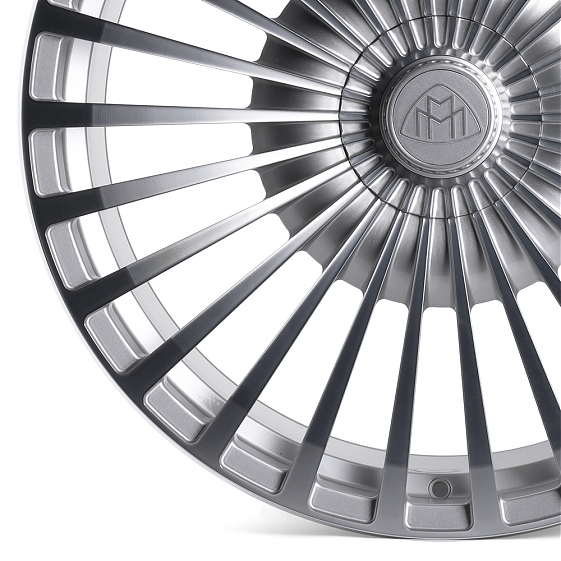 Кованые диски H230913BF SL172 22 J9.5 ET47 5x112 66.6 серебро + полированные спицы: Фото 3