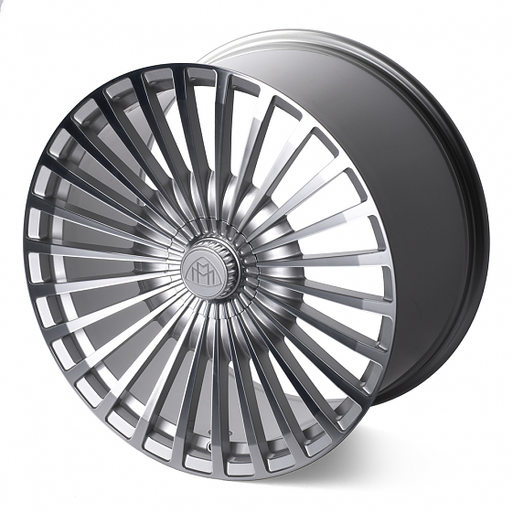Кованые диски H230913BF SL172 22 J9.5 ET47 5x112 66.6 серебро + полированные спицы: Фото 4