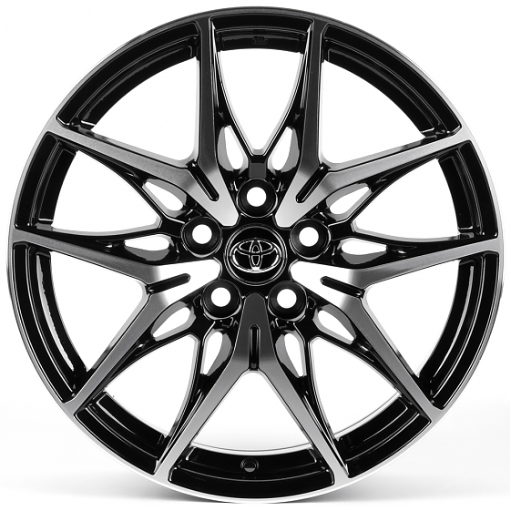 Литые диски 82608 Toyota IVF-3559-H3559F 18 J7 ET35 5x114.3 60.1 чёрный глянцевый + полированные спи: Фото 1