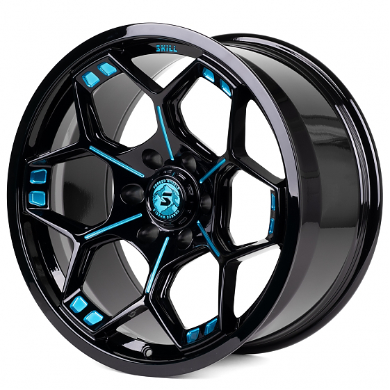 Кованые диски H231104Z SKILL SL418-SK190 20 J10 ET0 6x139.7 77.8 чёрный глянцевый + полированные спи: Фото 5