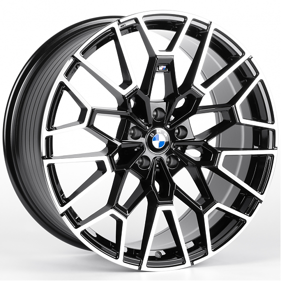 Литые диски 82239 BMW DF002-FG612 20 J9.5 ET40 5x112 66.56 чёрный глянцевый + полированные спицы: Фото 4