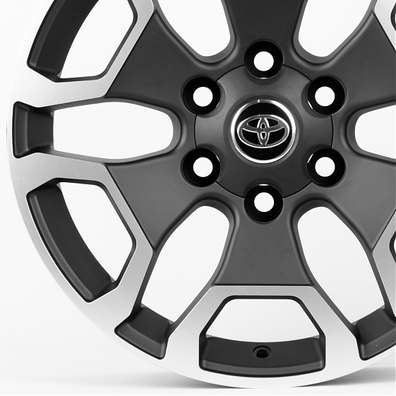 Литые диски 80415 Toyota 18935-SV280 18 J7.5 ET30 6x139.7 106.1 чёрный + полированные спицы: Фото 2