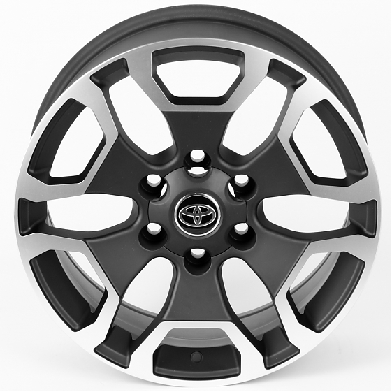 Литые диски 80415 Toyota 18935-SV280 18 J7.5 ET30 6x139.7 106.1 чёрный + полированные спицы: Фото 3