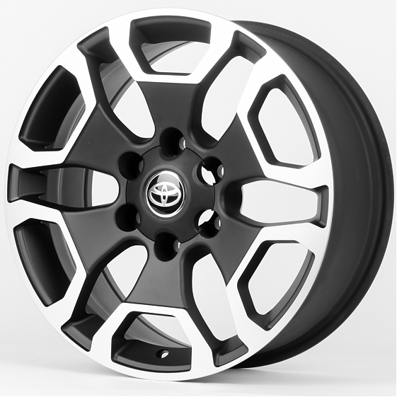 Литые диски 80415 Toyota 18935-SV280 18 J7.5 ET30 6x139.7 106.1 чёрный + полированные спицы: Фото 4