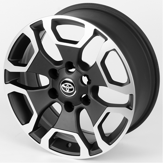 Литые диски 80415 Toyota 18935-SV280 18 J7.5 ET30 6x139.7 106.1 чёрный + полированные спицы: Фото 5