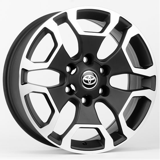 Литые диски 80415 Toyota 18935-SV280 18 J7.5 ET30 6x139.7 106.1 чёрный + полированные спицы: Фото 6
