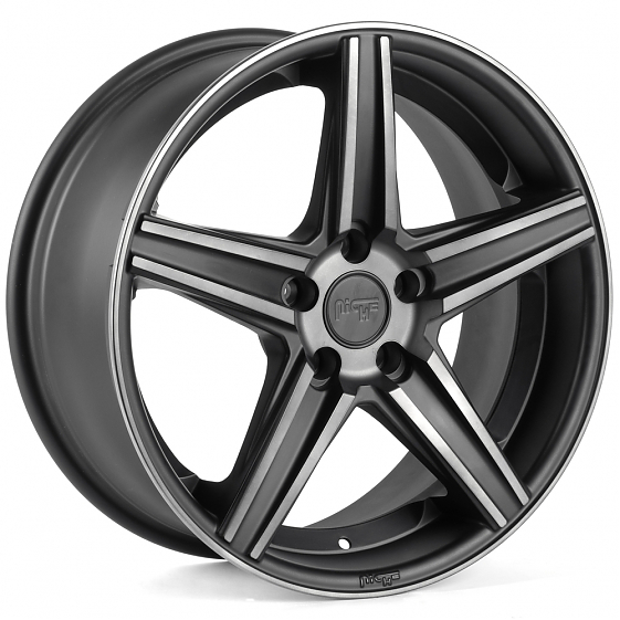 Литые диски 82153 Niche NICHEM126-1-FG579 18 J8 ET35 5x112 66.6 чёрный матовый + полированные спицы : Фото 4