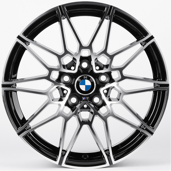 Литые диски 82515 BMW XF022 17 J7.5 ET35 5x112 66.6 чёрный глянцевый + полированные спицы: Фото 1