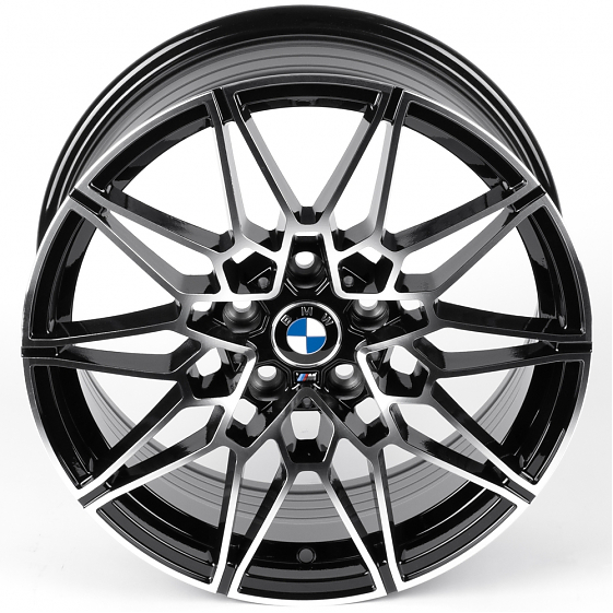 Литые диски 82515 BMW XF022 17 J7.5 ET35 5x112 66.6 чёрный глянцевый + полированные спицы: Фото 3