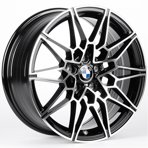Литые диски 82515 BMW XF022 17 J7.5 ET35 5x112 66.6 чёрный глянцевый + полированные спицы: Фото 4
