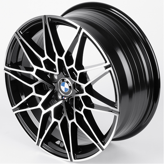 Литые диски 82515 BMW XF022 17 J7.5 ET35 5x112 66.6 чёрный глянцевый + полированные спицы: Фото 6