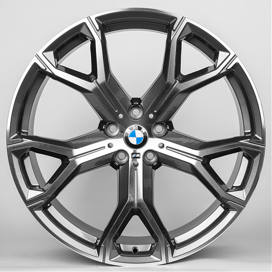 Литые диски 80176 BMW 5070X-DS229 21 J10.5 ET43 5x112 66.6 графит + полированные спицы: Фото 1
