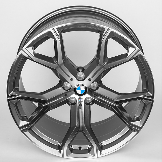 Литые диски 80176 BMW 5070X-DS229 21 J10.5 ET43 5x112 66.6 графит + полированные спицы: Фото 3