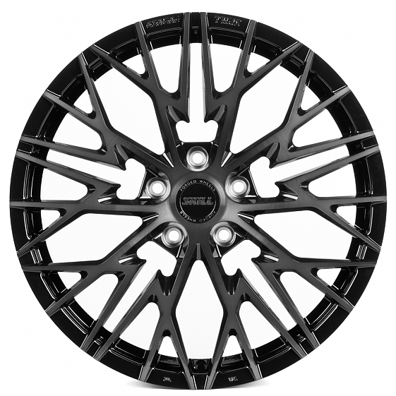 Кованые диски H231116W SKILL SL311-SL075 20 J8.5 ET50 5x127 71.5 чёрный глянцевый + полированные спи: Фото 1