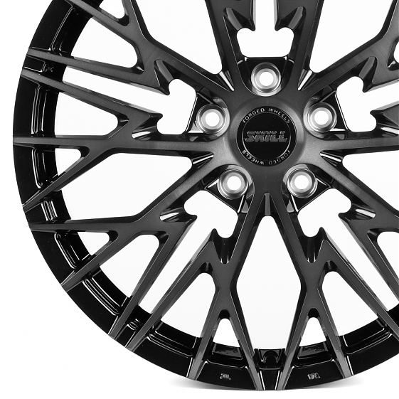 Кованые диски H231116W SKILL SL311-SL075 20 J8.5 ET50 5x127 71.5 чёрный глянцевый + полированные спи: Фото 2