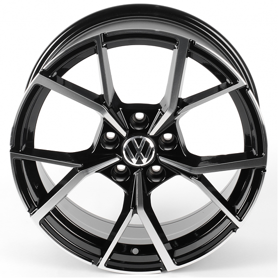 Литые диски 82570 Volkswagen IVF-3112 17 J7.5 ET35 5x100 57.1 чёрный глянцевый + полированные спицы: Фото 3