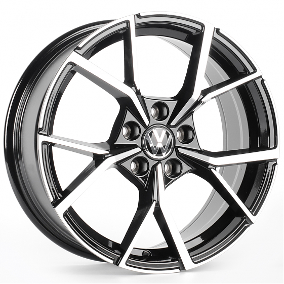 Литые диски 82570 Volkswagen IVF-3112 17 J7.5 ET35 5x100 57.1 чёрный глянцевый + полированные спицы: Фото 4