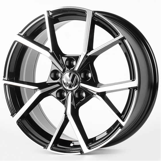 Литые диски 82570 Volkswagen IVF-3112 17 J7.5 ET35 5x100 57.1 чёрный глянцевый + полированные спицы: Фото 5