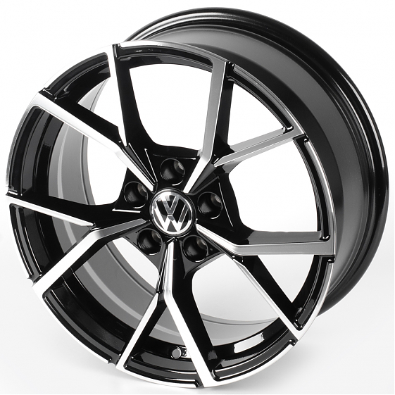 Литые диски 82570 Volkswagen IVF-3112 17 J7.5 ET35 5x100 57.1 чёрный глянцевый + полированные спицы: Фото 6