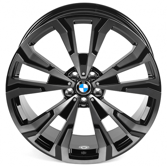 Кованые диски H241226i SKILL SL882-CS428 21 J9.5 ET36 5x112 66.6 чёрный глянцевый + полированные спи: Фото 3