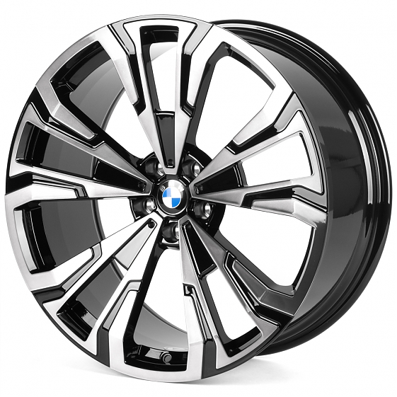 Кованые диски H241226i SKILL SL882-CS428 21 J9.5 ET36 5x112 66.6 чёрный глянцевый + полированные спи: Фото 5