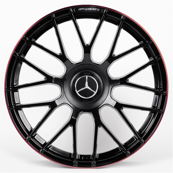 Литые диски 81119 Mercedes-Benz F0831-SV296 19 J9.5 ET43 5x112 66.6 чёрный матовый + красный обод: Фото 1