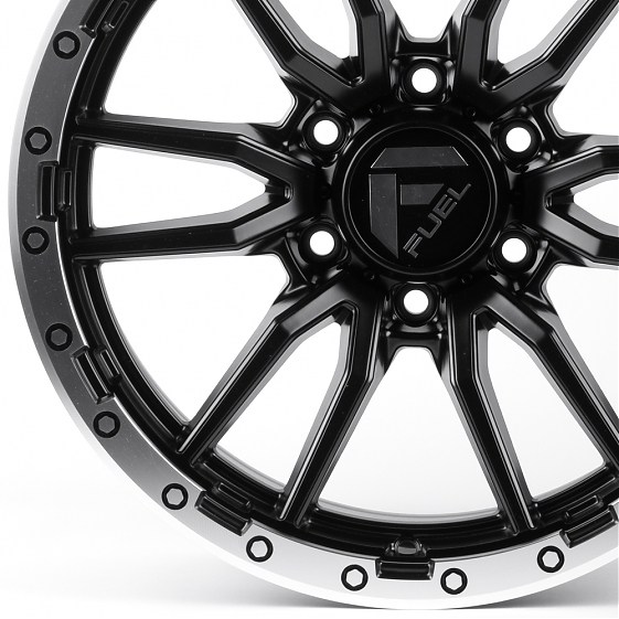 Литые диски 81415 FUEL 60273-FG443 18 J9 ET18 6x139.7 106.1 чёрный матовый + полированный обод: Фото 2