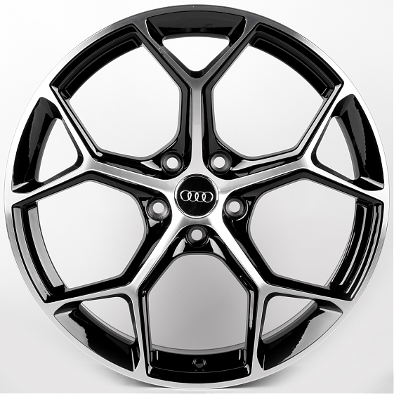 Литые диски 81755 Audi FC3206-SM185 19 J8.5 ET35 5x112 66.5 чёрный + полированные спицы: Фото 1