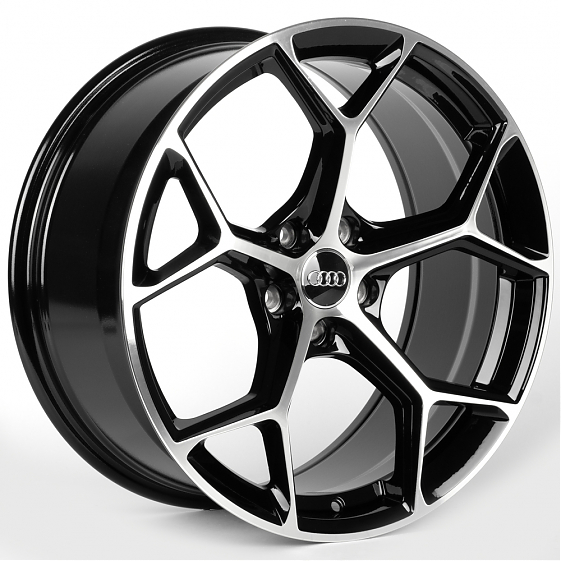 Литые диски 81755 Audi FC3206-SM185 19 J8.5 ET35 5x112 66.5 чёрный + полированные спицы: Фото 4
