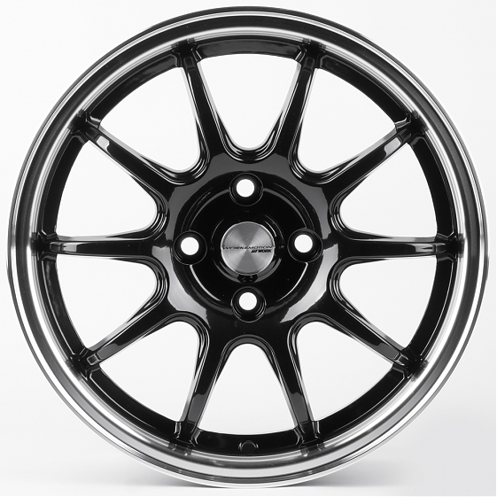 Литые диски 81429 Work 12243-FG412 15 J6.5 ET35 4x100 73.1 чёрный глянцевый + полированный обод: Фото 1