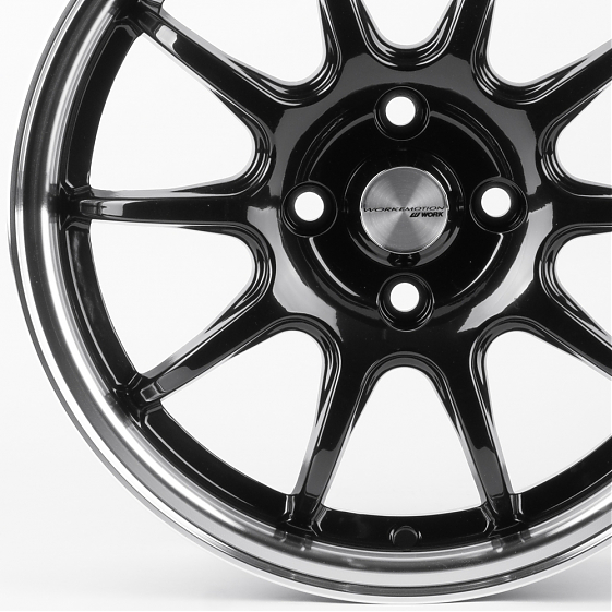 Литые диски 81429 Work 12243-FG412 15 J6.5 ET35 4x100 73.1 чёрный глянцевый + полированный обод: Фото 2