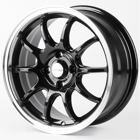 Литые диски 81429 Work 12243-FG412 15 J6.5 ET35 4x100 73.1 чёрный глянцевый + полированный обод: Фото 5