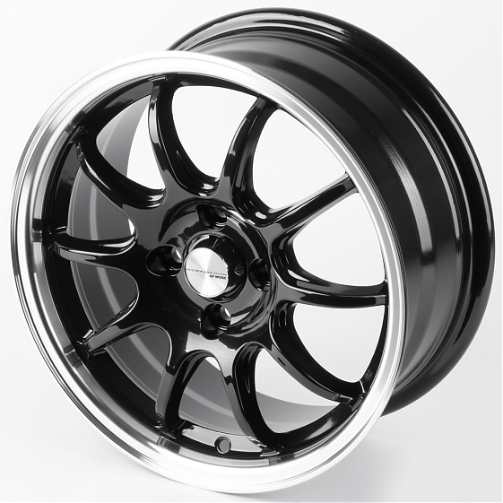 Литые диски 81429 Work 12243-FG412 15 J6.5 ET35 4x100 73.1 чёрный глянцевый + полированный обод: Фото 6