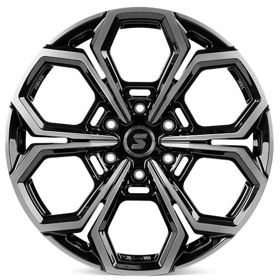 Кованые диски H231115X SKILL SV111-CT379 20 J9 ET19 6x139.7 77.8 чёрный глянцевый + полированные спи: Фото 1
