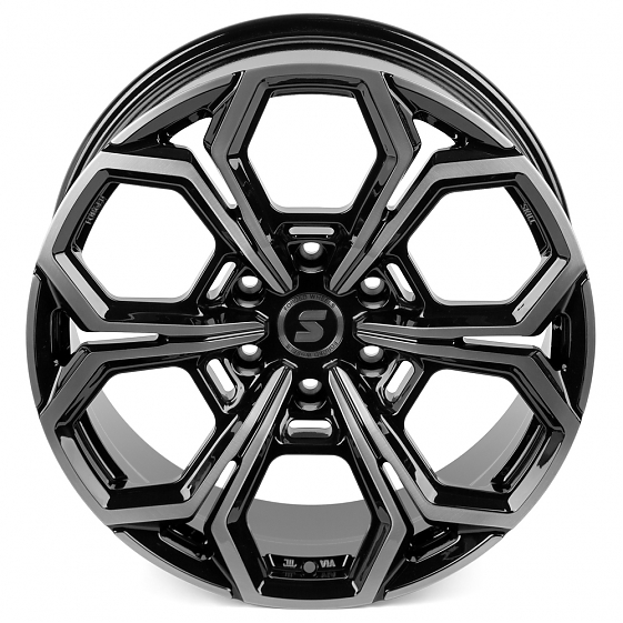 Кованые диски H231115X SKILL SV111-CT379 20 J9 ET19 6x139.7 77.8 чёрный глянцевый + полированные спи: Фото 3