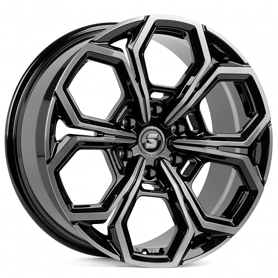 Кованые диски H231115X SKILL SV111-CT379 20 J9 ET19 6x139.7 77.8 чёрный глянцевый + полированные спи: Фото 4