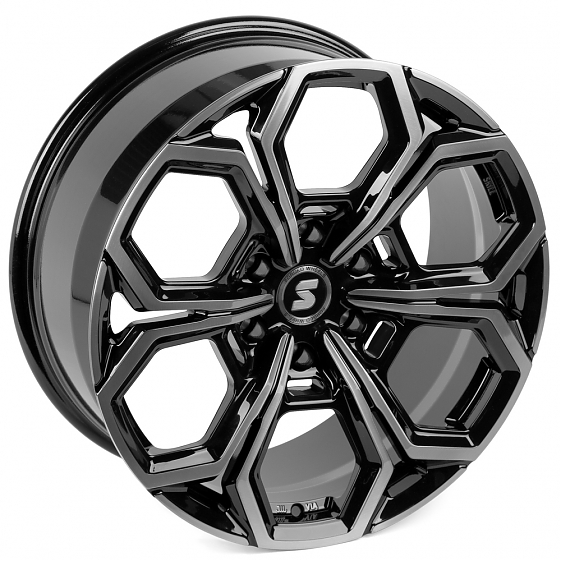 Кованые диски H231115X SKILL SV111-CT379 20 J9 ET19 6x139.7 77.8 чёрный глянцевый + полированные спи: Фото 5