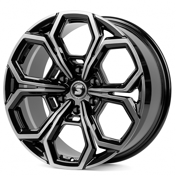 Кованые диски H231115X SKILL SV111-CT379 20 J9 ET19 6x139.7 77.8 чёрный глянцевый + полированные спи: Фото 6