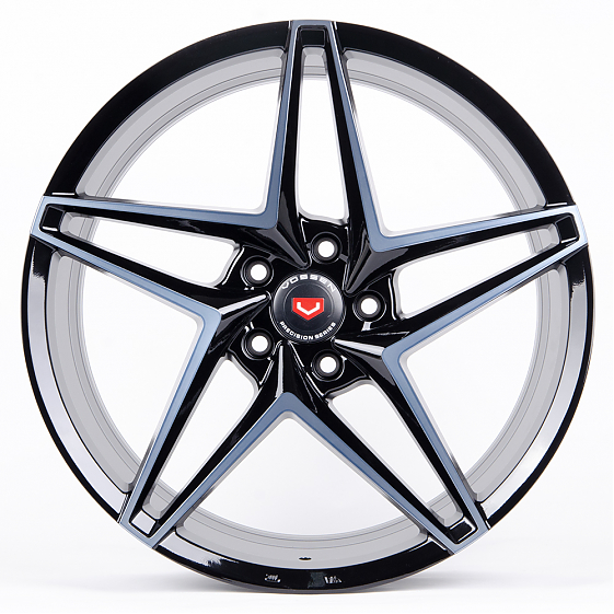 Литые диски 80816 Vossen BX01-FG454 19 J8.5 ET35 5x114.3 73.1 чёрный глянцевый + полированные спицы: Фото 1
