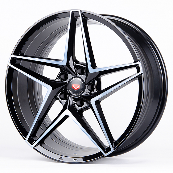 Литые диски 80816 Vossen BX01-FG454 19 J8.5 ET35 5x114.3 73.1 чёрный глянцевый + полированные спицы: Фото 4