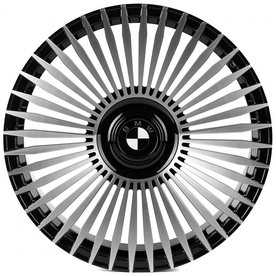 Кованые диски H250407C SKILL SL762-SV482 22 J9.5 ET36 5x112 66.6 черный глянец + полированые спицы: Фото 1