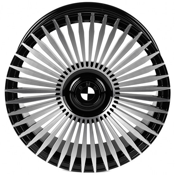 Кованые диски H250407C SKILL SL762-SV482 22 J9.5 ET36 5x112 66.6 черный глянец + полированые спицы: Фото 3