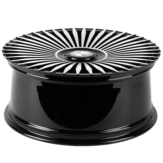 Кованые диски H250407C SKILL SL762-SV482 22 J9.5 ET36 5x112 66.6 черный глянец + полированые спицы: Фото 7